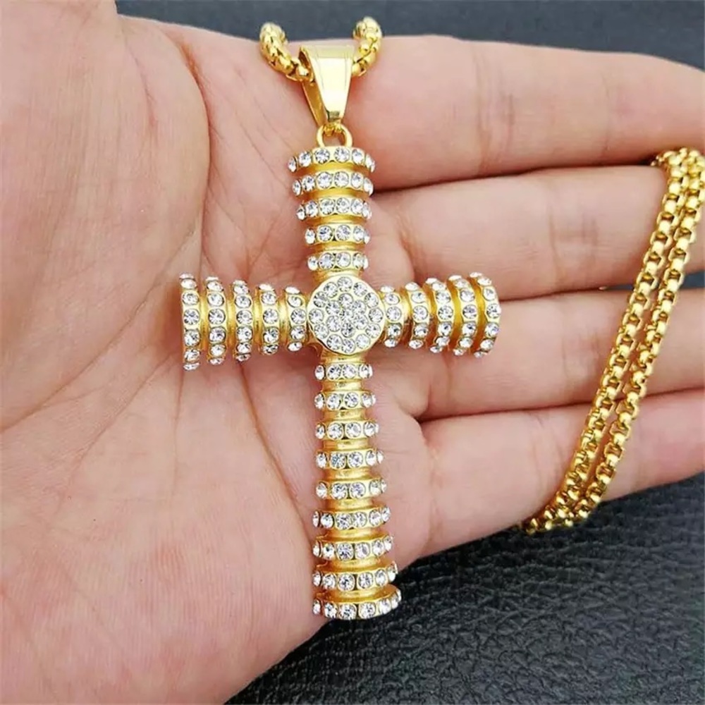 Vintage Stainless Steel Cross Pendant Necklace - Picture 2 of 6